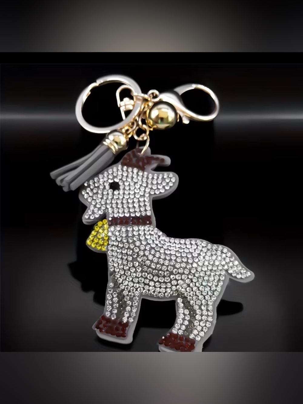 BOUTIQUE RHINESTONE PUFFED GOAT BAG, CHARM/KEYCHAIN